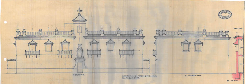 Plano de la fachada de la Casa Sendra de 1953.