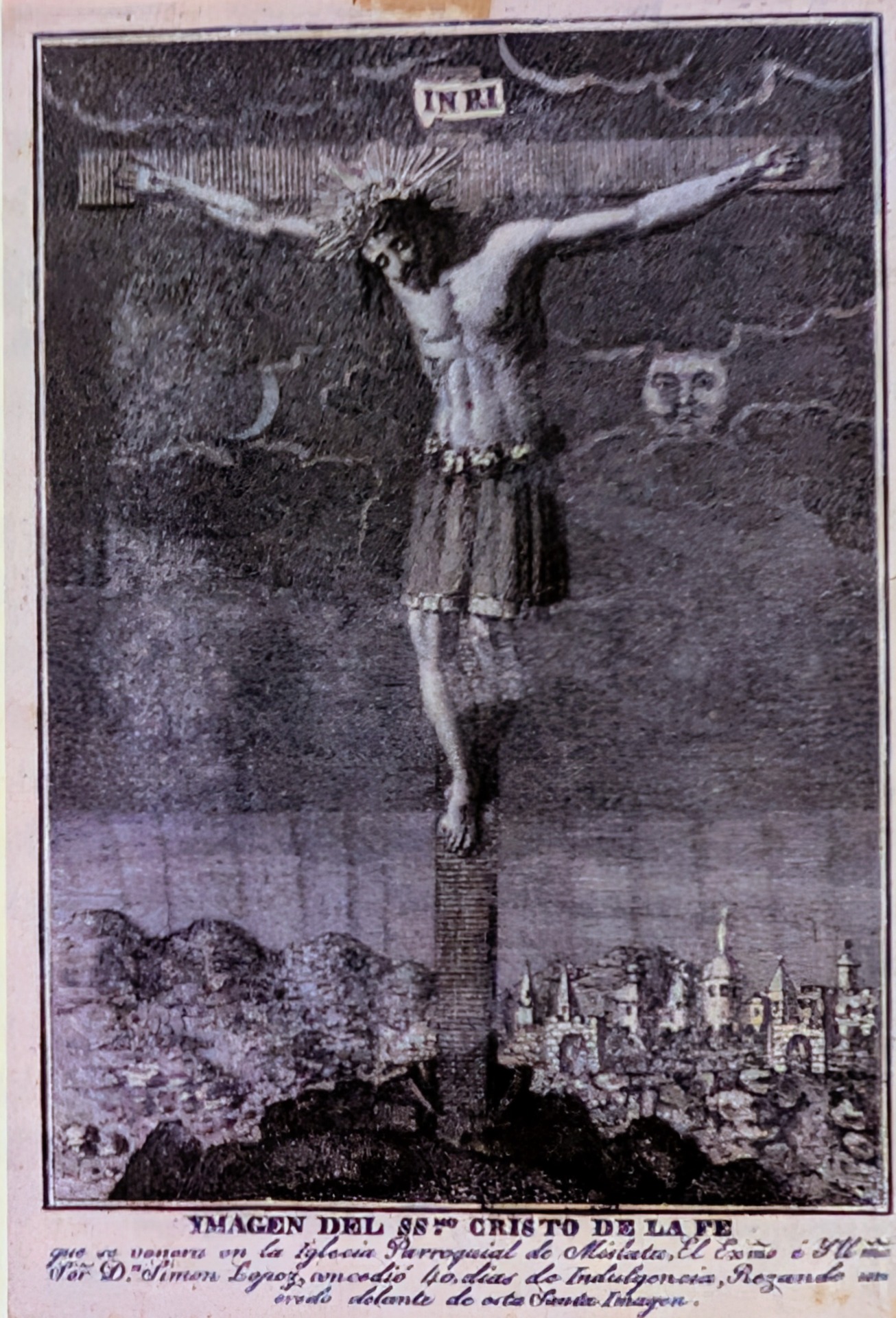 El Cristo de la Fe de Mislata en un grabado anónimo del siglo XVIII. / Fuente: Biblioteca Universidad de Navarra.