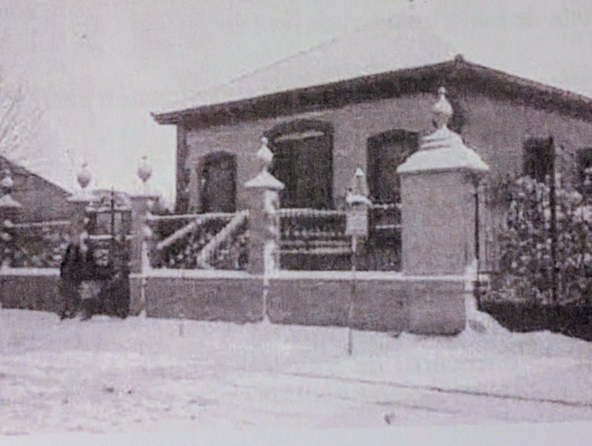 Villa Marina durante una de las nevadas que cayeron en Valéncia durante el pasado siglo, ya desaparecida.